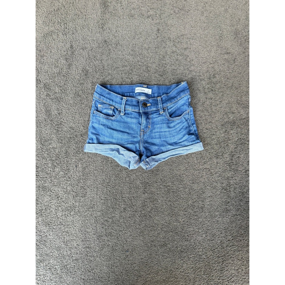 Abercrombie Kids Girls Size 14 Medium Wash Cuffed Stretch Denim Shorts Blue